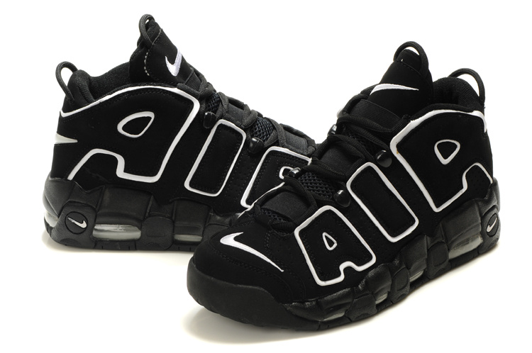 nike air more uptempo men shoes-black/white